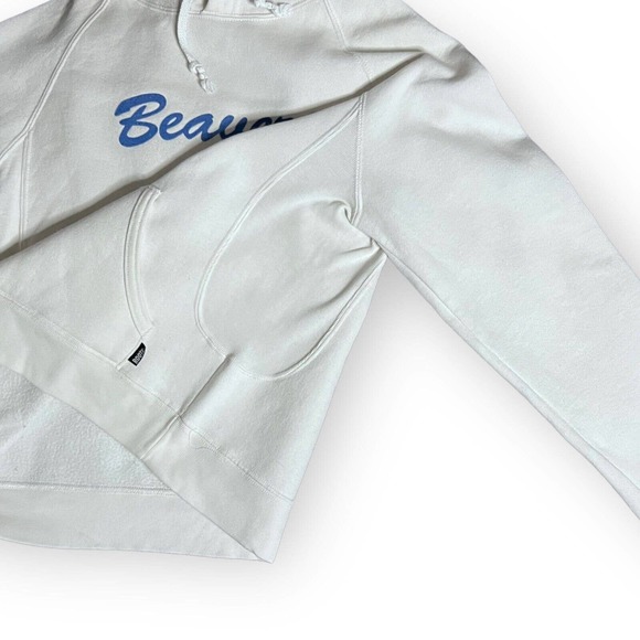 Roots Canada Athletics Women's White & Blue Flocked Graphic Beavers Hoodie Sz S - Picture 8 of 13